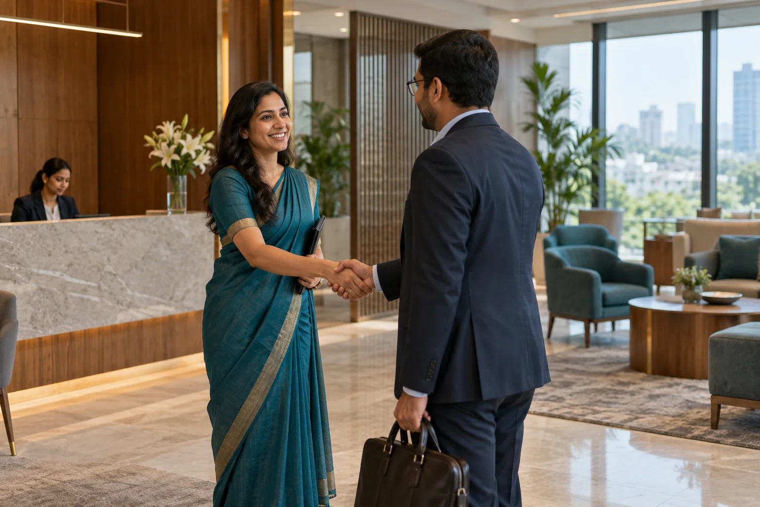 Welcoming Indian business advisory office and relationship manager